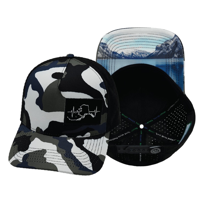 Alaska Hat – Trucker Hat – Camo / White / Blue / Gray / Black – Laser Mesh