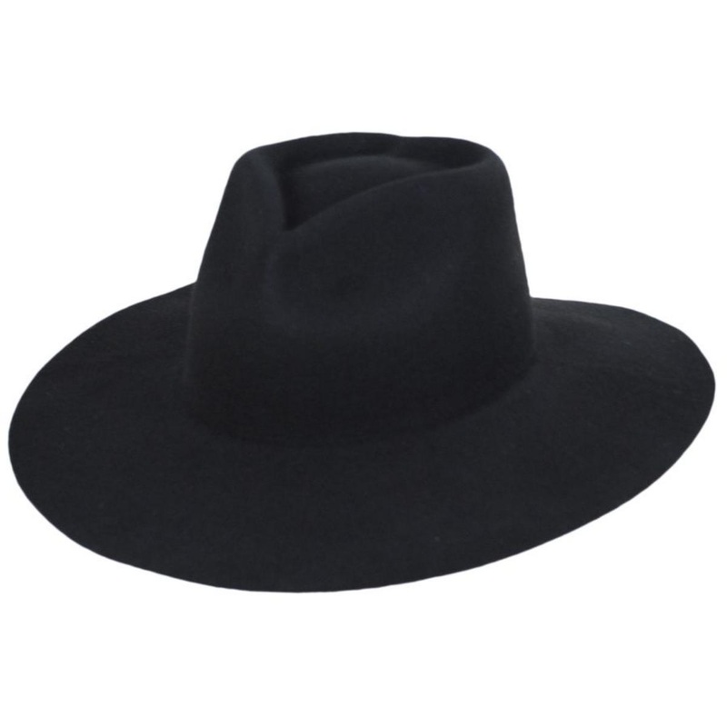 Amore Heart Wool Felt Fedora Hat BLACK ONE SIZE FITS MOST