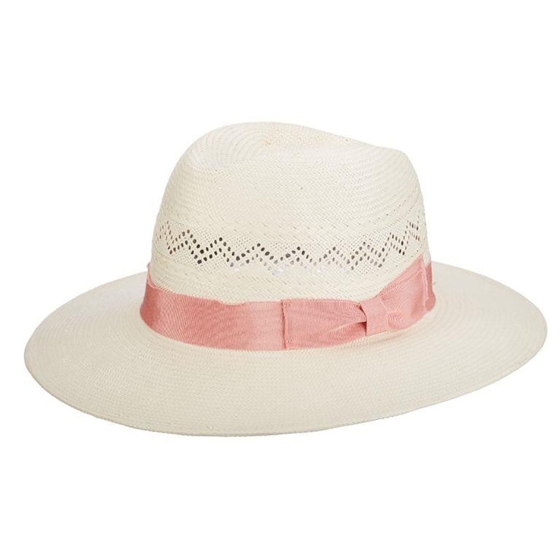 Bel Air White Panama Hat with Pink Bow – Brooklyn Hat Co Ivory Medium (22 3/8″)