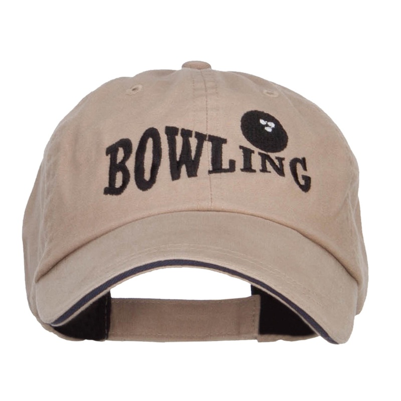 Bowling Ball Embroidered Canvas Cotton Cap Khaki Navy One Size