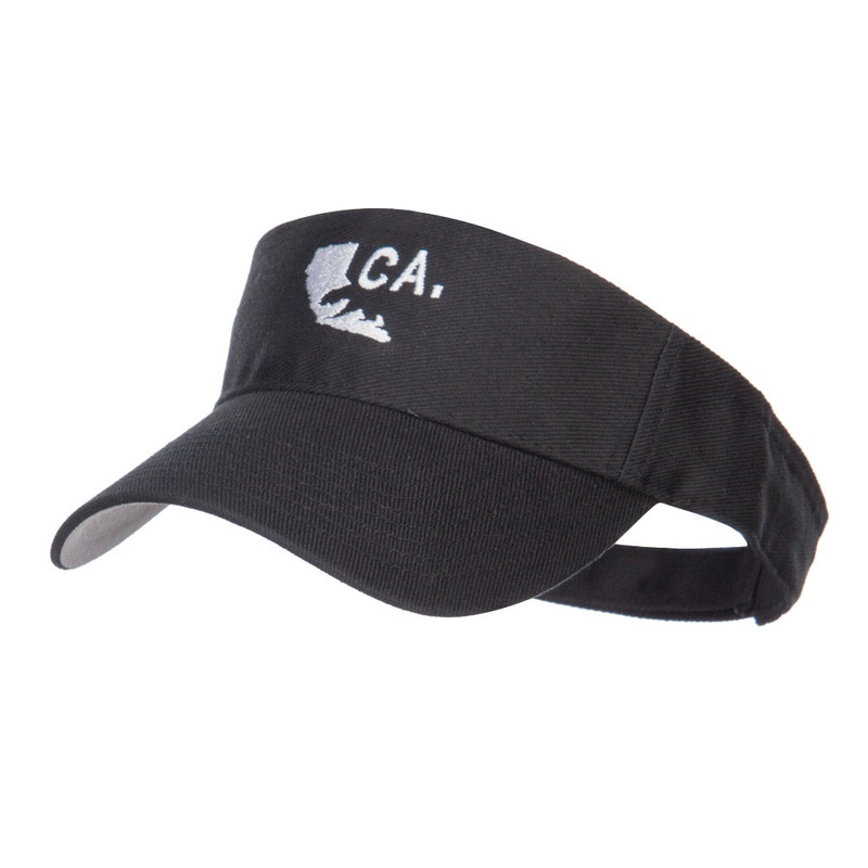 California Map Bear Embroidered Sports Visor Black One Size