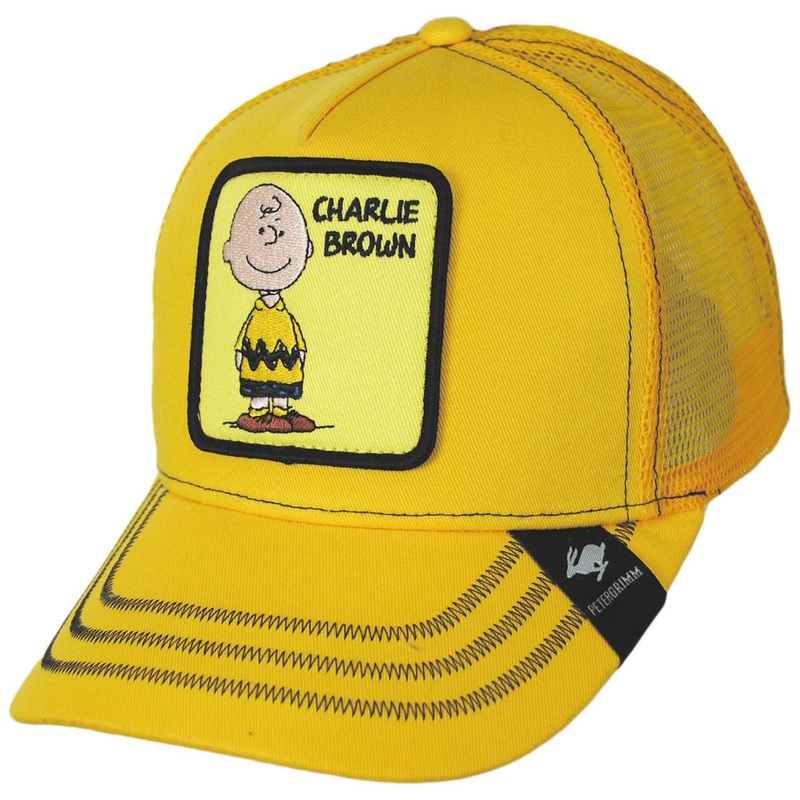 Charlie Mesh Trucker Snapback Baseball Cap YELLOW ADJUSTABLE