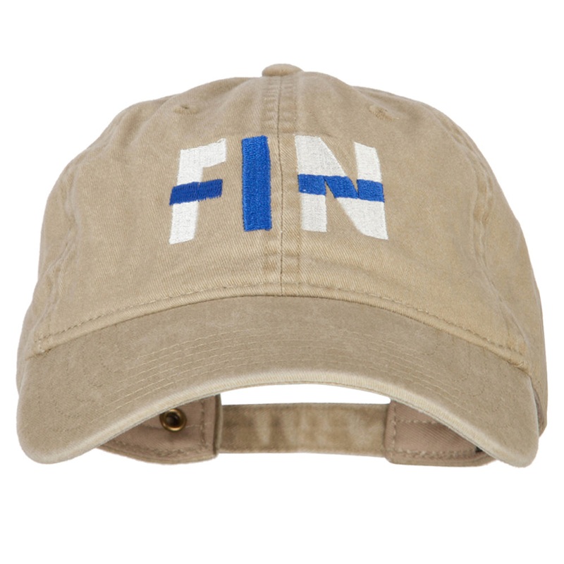 Finland FIN Flag Embroidered Unstructured Cotton Cap Khaki One Size