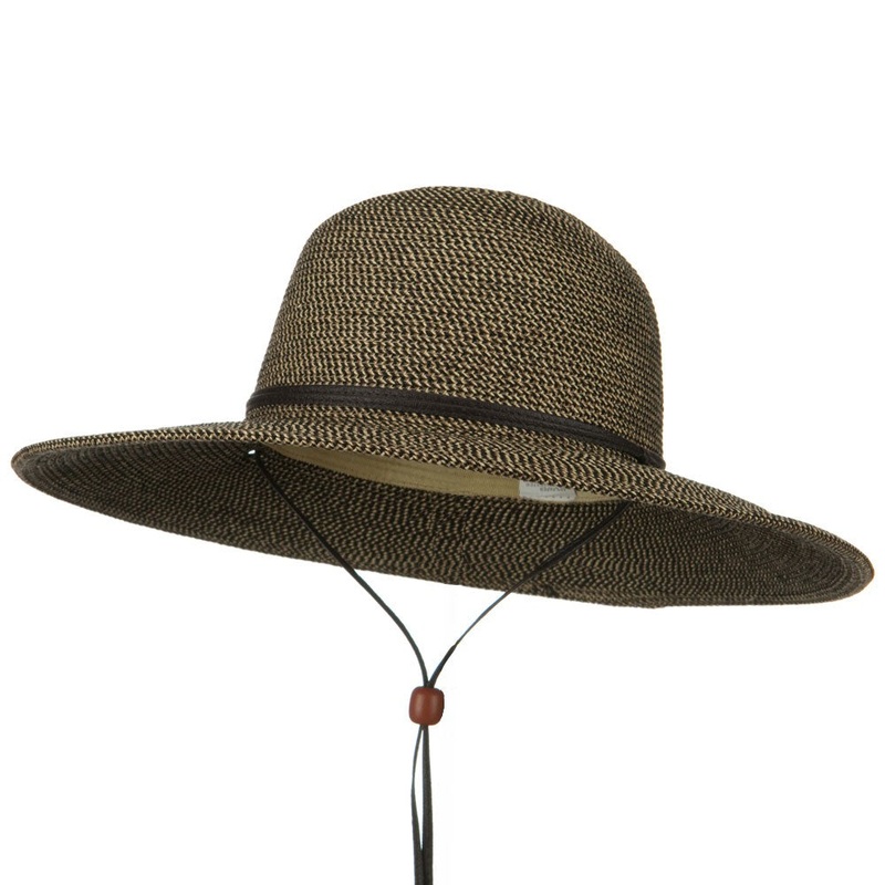 Flat 4 Inches Brim Straw Hat Black One Size