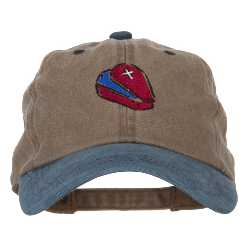 Halloween Coffin Embroidered Unstructured Cotton Cap Khaki Navy One Size