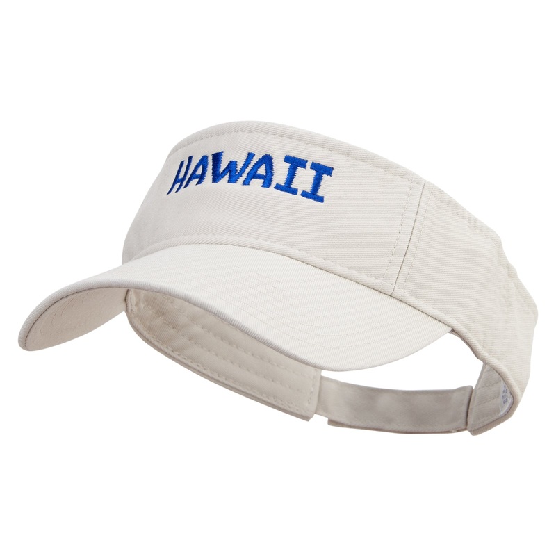Hawaii Script Embroidered Pro Style Cotton Twill Washed Visor Stone One Size