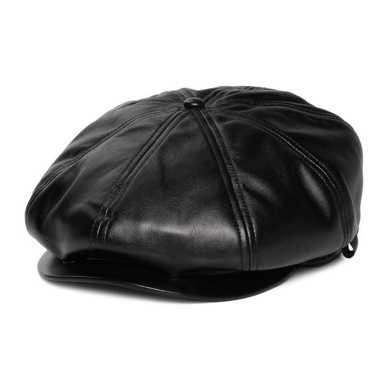 Kangol Faux Leather Newsboy Cap – Black S