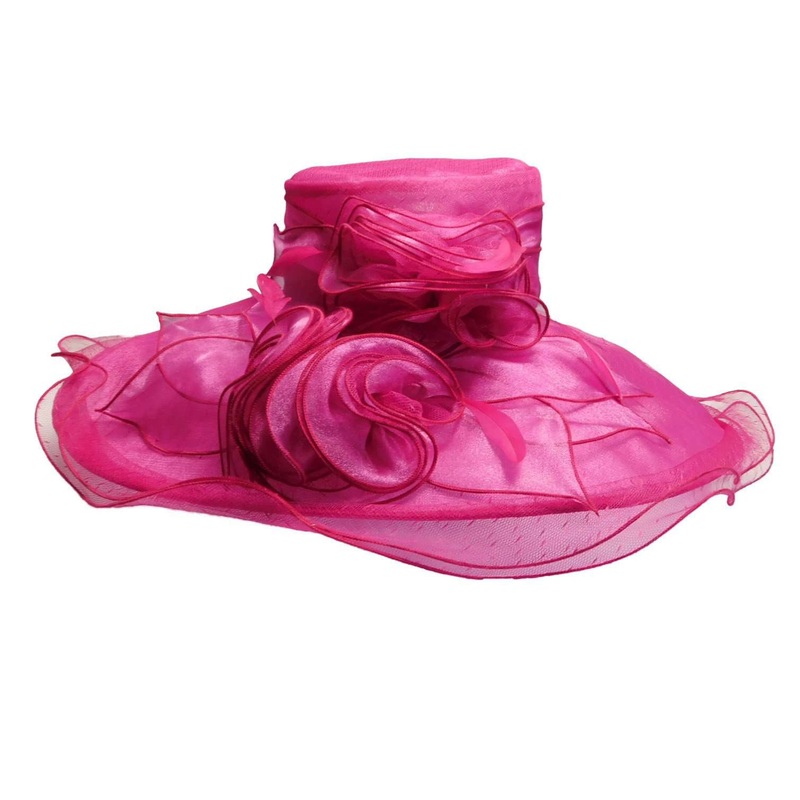 Lace Ruffle Organza Hat Burgundy