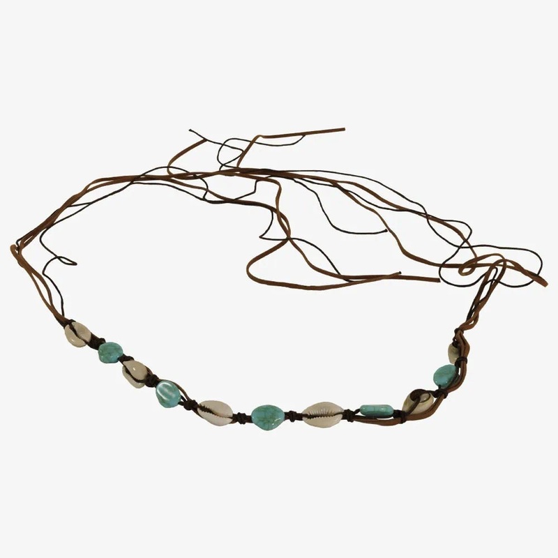 Marin | Suede Hat Band with Ivory Shells and Opal Stones Multicolor OS