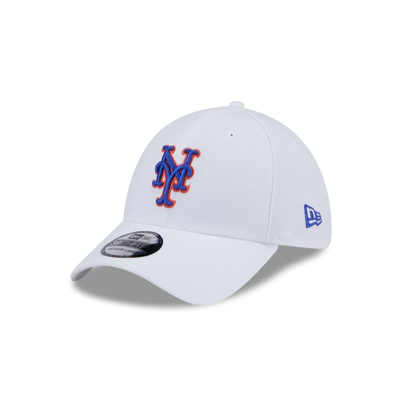 New York Mets Optic White 39THIRTY Stretch Fit Hat S/M