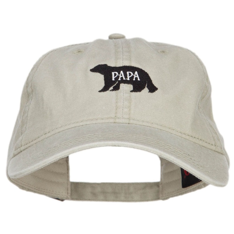Papa Bear Embroidered Washed Cap Stone One Size