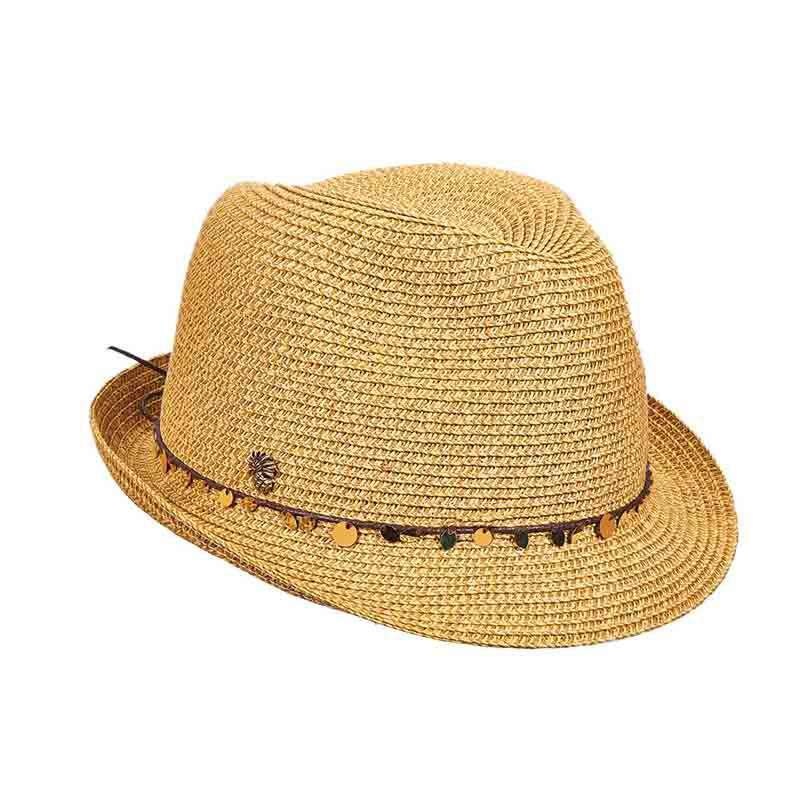 Tommy Bahama Gold Trinkets Trilby Hat for Women Toast