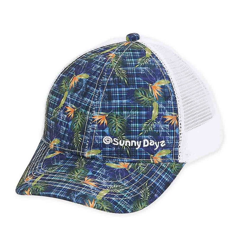 Tropical Print Trucker’s Cap for Small Heads – Sunny Dayz Hats Navy XS / S (52-54 cm)