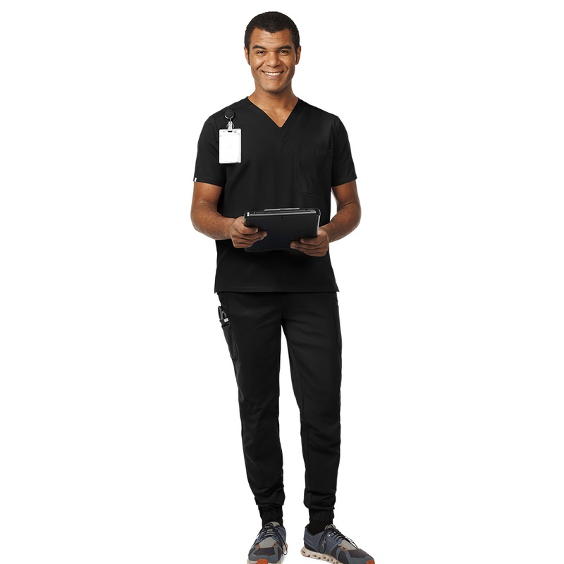 Vel Endeavor Men’s 6-Pocket Double Cargo Pocket Jogger Scrub Pants VB452 Black XS