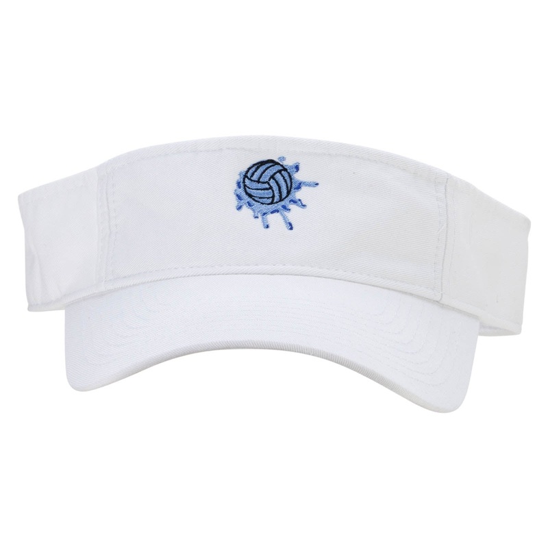 Water Polo Ball Splash Embroidered Pro Style Cotton Twill Washed Visor White One Size