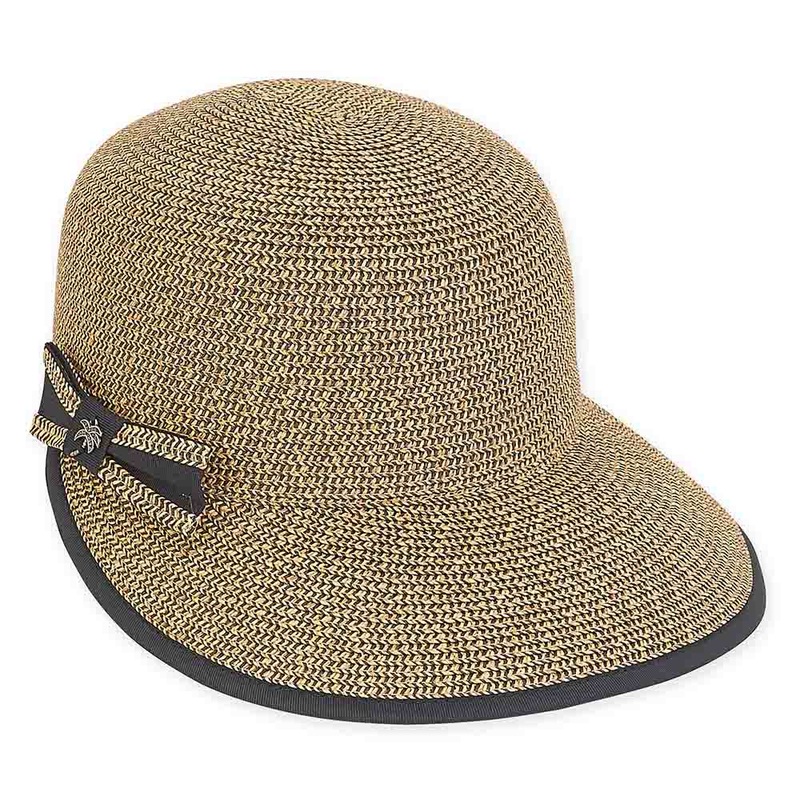 Wide Brim Cap Hat with Side Bow – Sun ‘N’ Sand Hats Black Tweed Medium (57 cm)