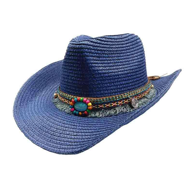 Women’s Cowboy Hat with Tassel Band – Jeanne Simmons Hats Blue
