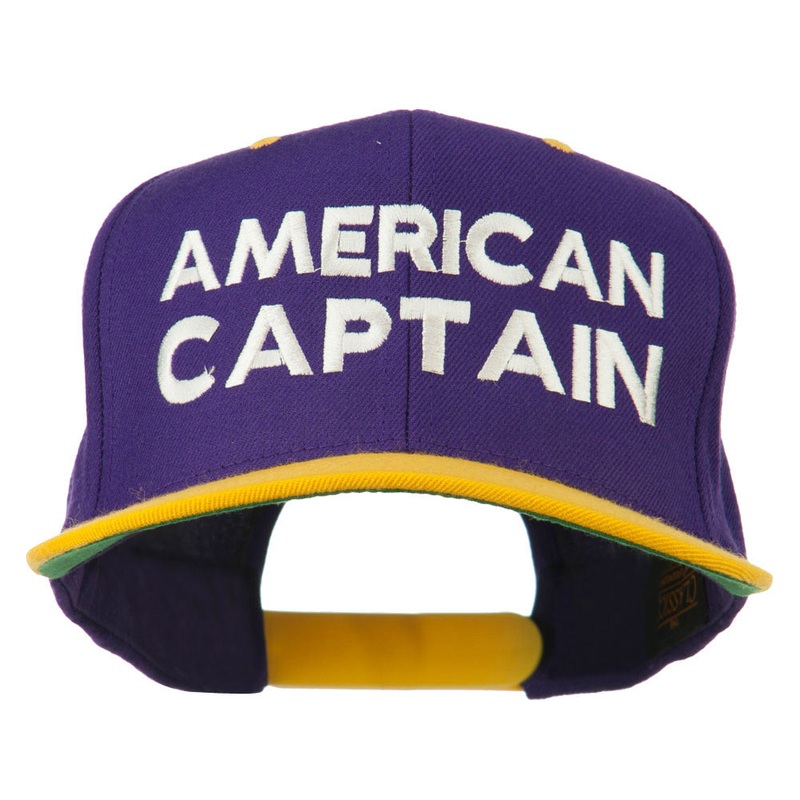 American Captain Embroidered Snapback Cap Purple Gold One Size