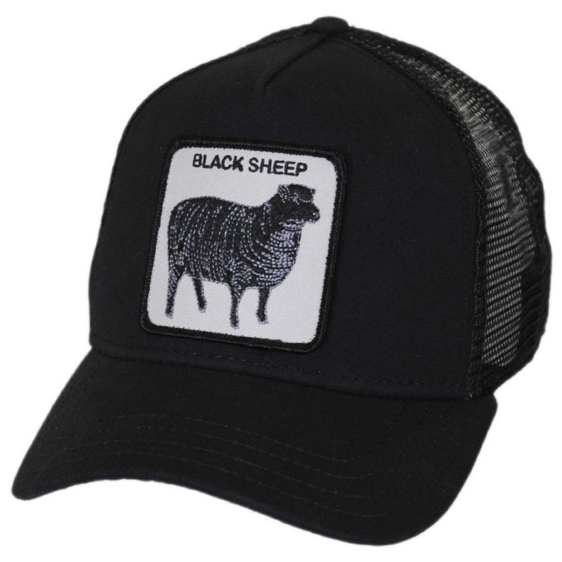 Black Sheep Mesh Trucker Snapback Baseball Cap BLACK ADJUSTABLE