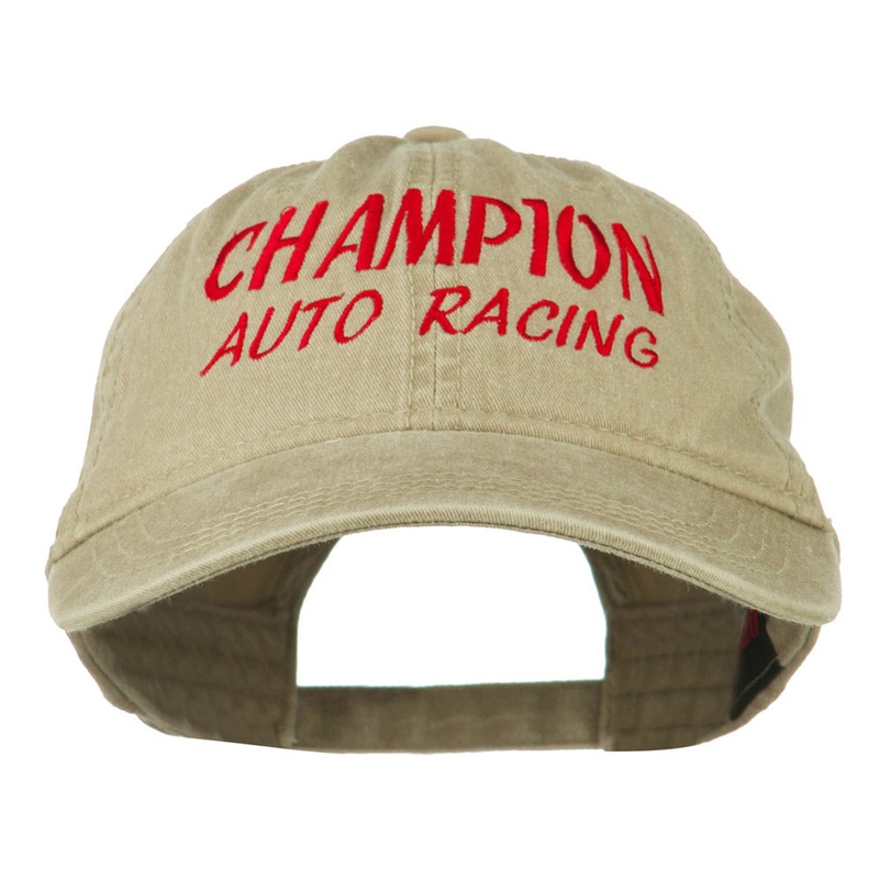 Champion Auto Racing Embroidered Washed Cap Khaki One Size