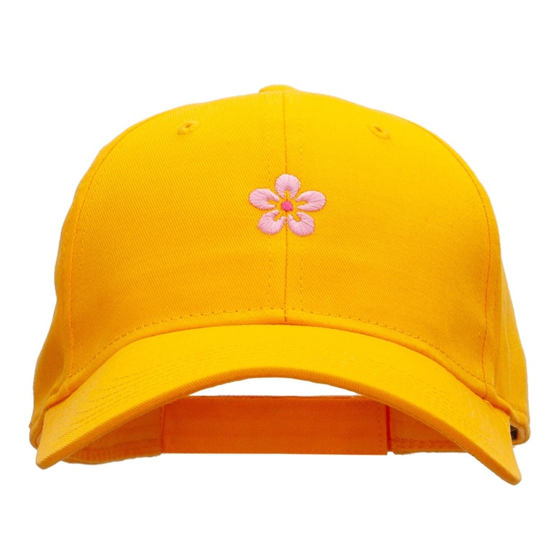 Cherry Blossom Embroidered Low Profile Cap Yellow One Size