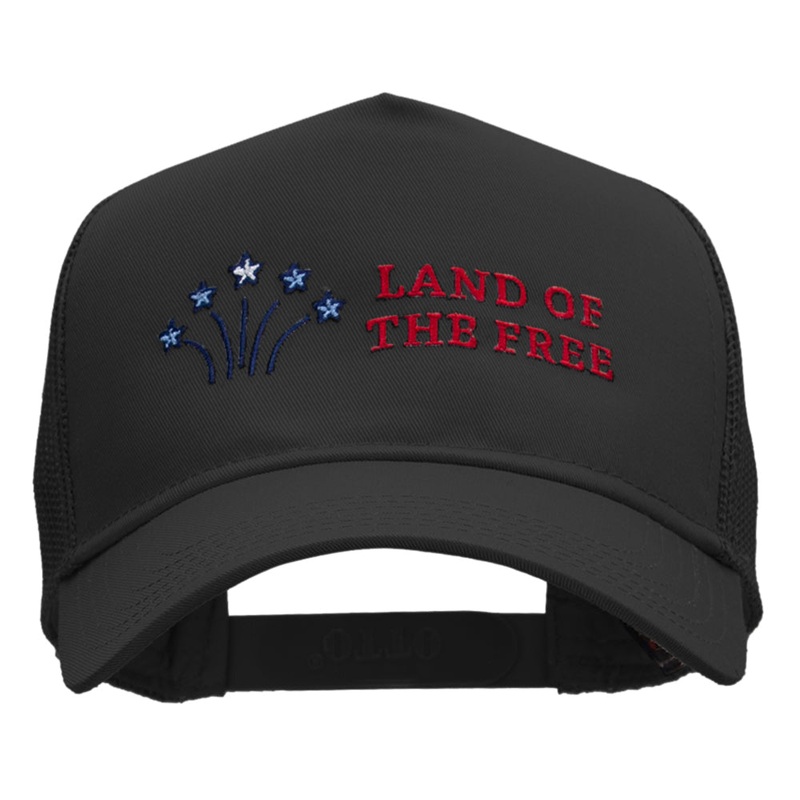 Freedom Stars Embroidered Cotton Twill Mesh Cap Black One Size