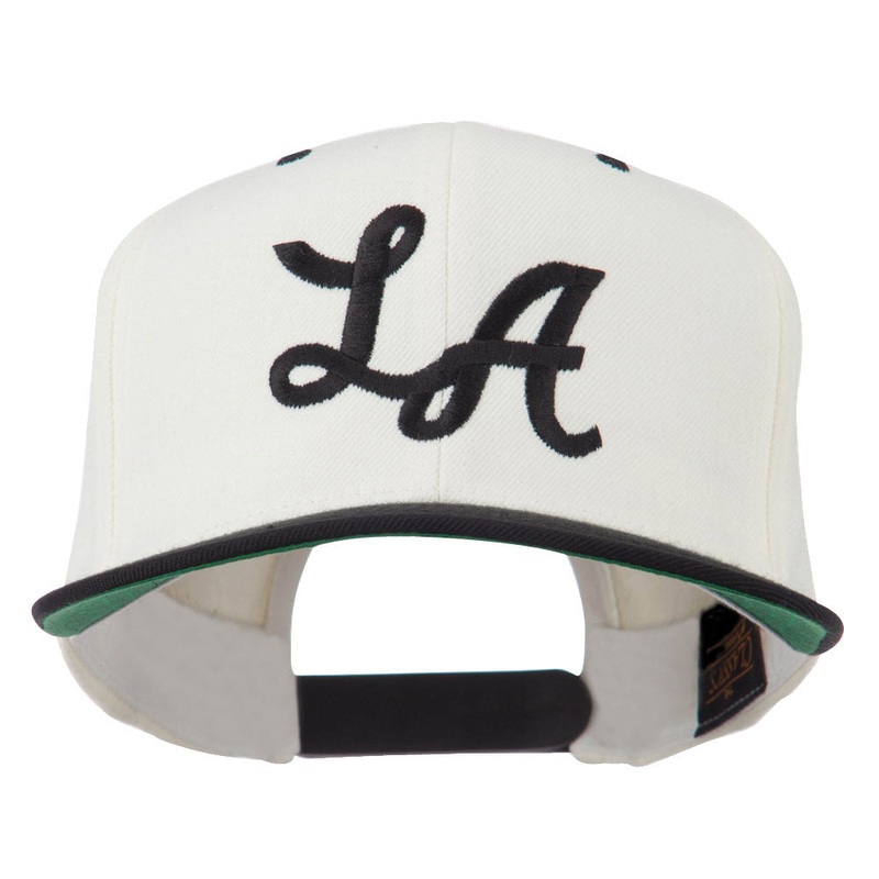 LA Embroidered Snapback Cap Natural Black One Size