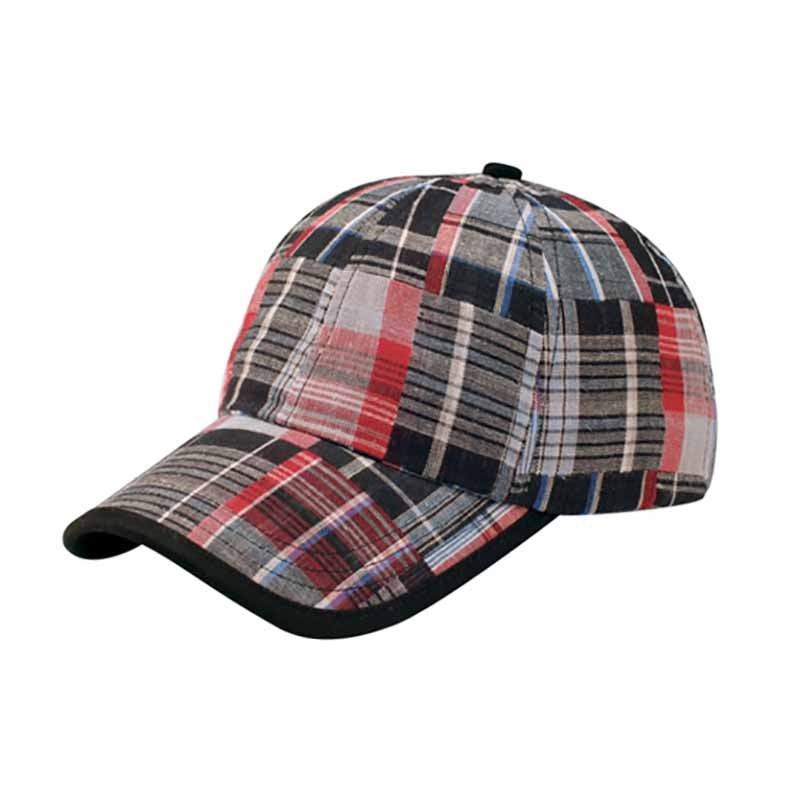 Plaid Cotton Baseball Cap for Small Heads Black Extra-Small (50-54 cm)