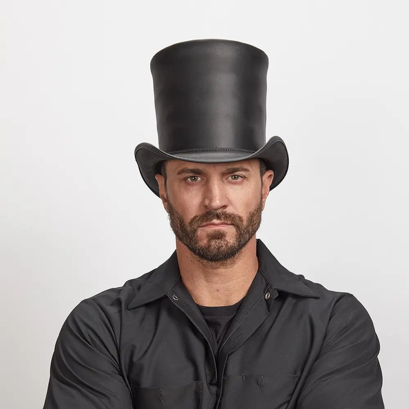 Stovepiper | Mens Leather Stovepipe Top Hat Black MD