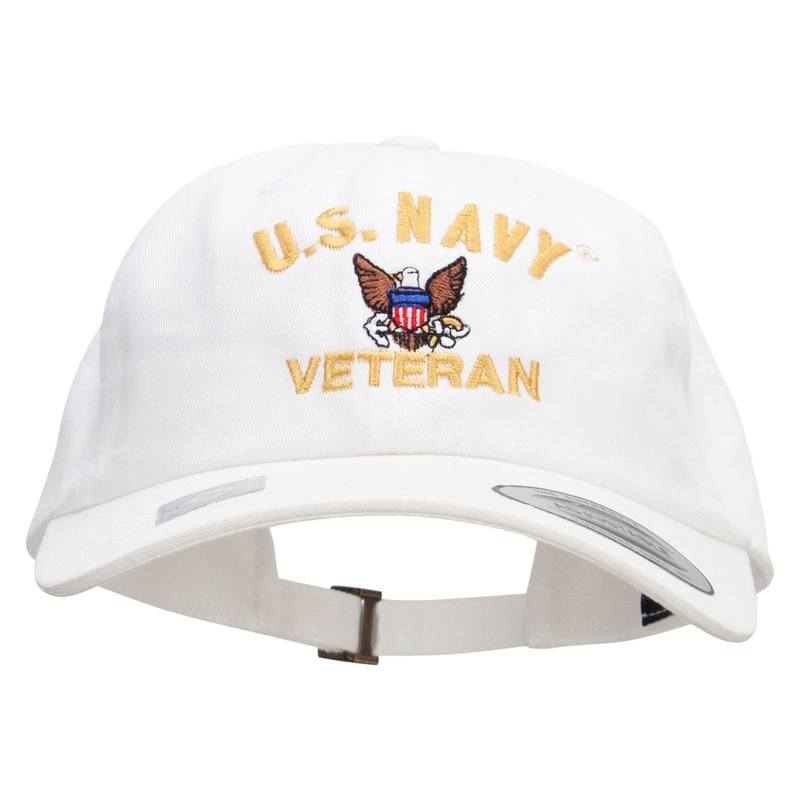 United States Navy Veterans Unstructured Low Profile 6 panel Cotton Cap White One Size