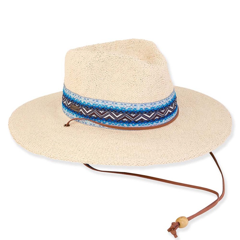 Adeline Bangkok Toyo Straw Safari with Tribal Band – Sun ‘N’ Sand Hats Natural OS (57 cm)
