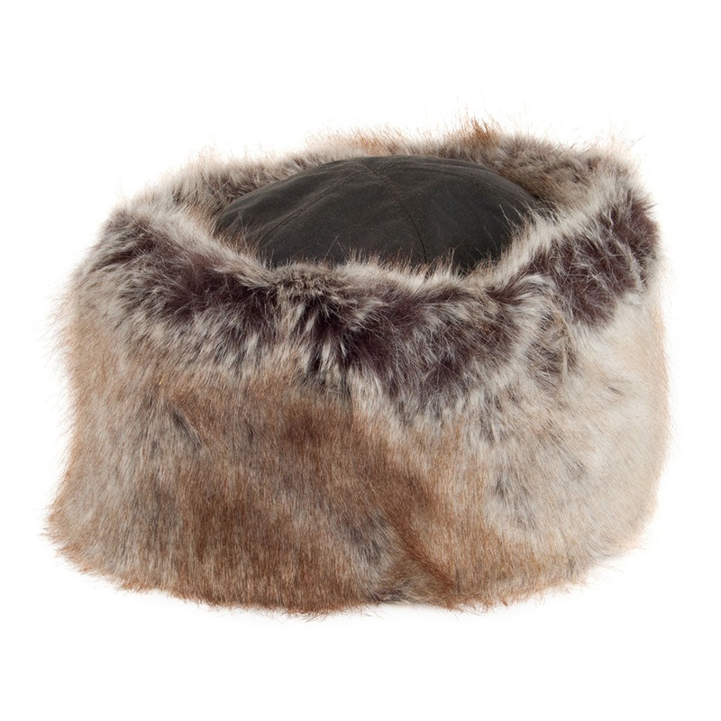 Barbour Hats Ambush Waxed Cotton Faux Fur Winter Hat – Olive S