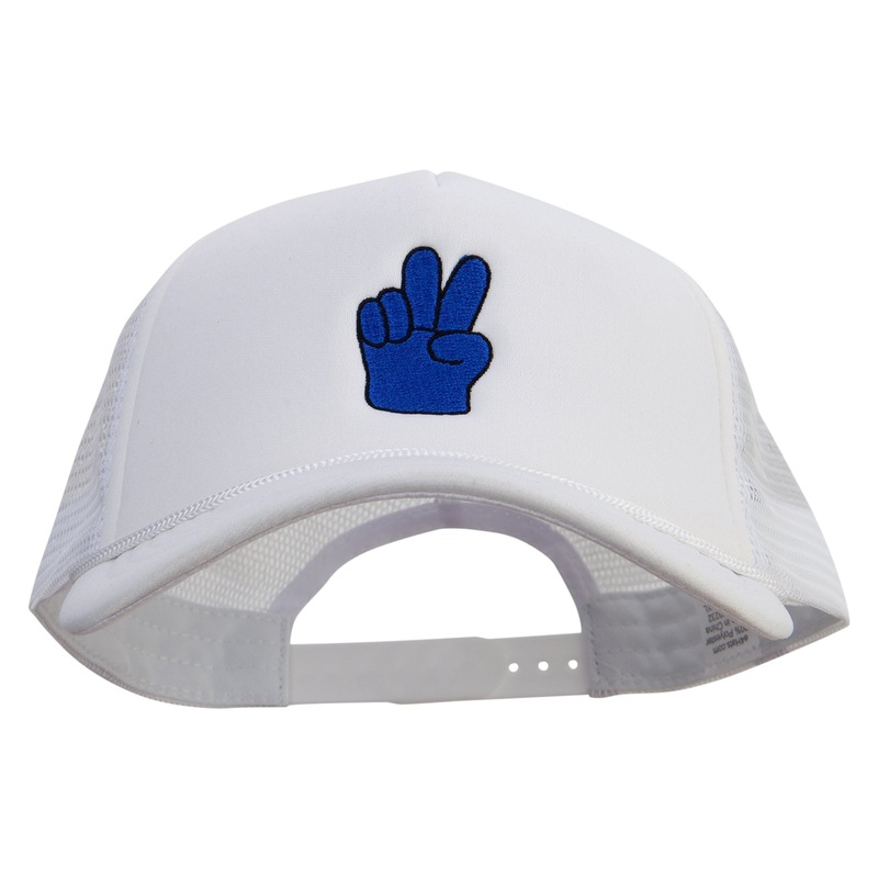 Blue Yeah Gesture Big Size Embroidered Big Foam Mesh Truck Cap White XL-3XL