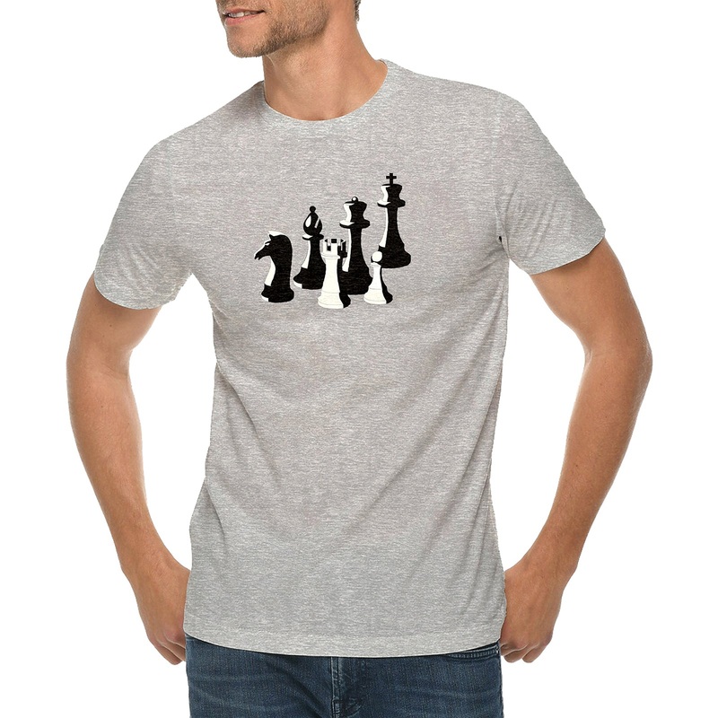 Chess Piece Graphic Design Deluxe Jersey T-Shirt Heather Grey XS