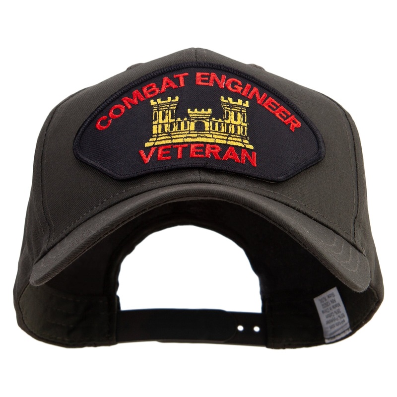 Combat Engineer Veteran Military Patched Big Size Pro Style Cap Black XL-3XL