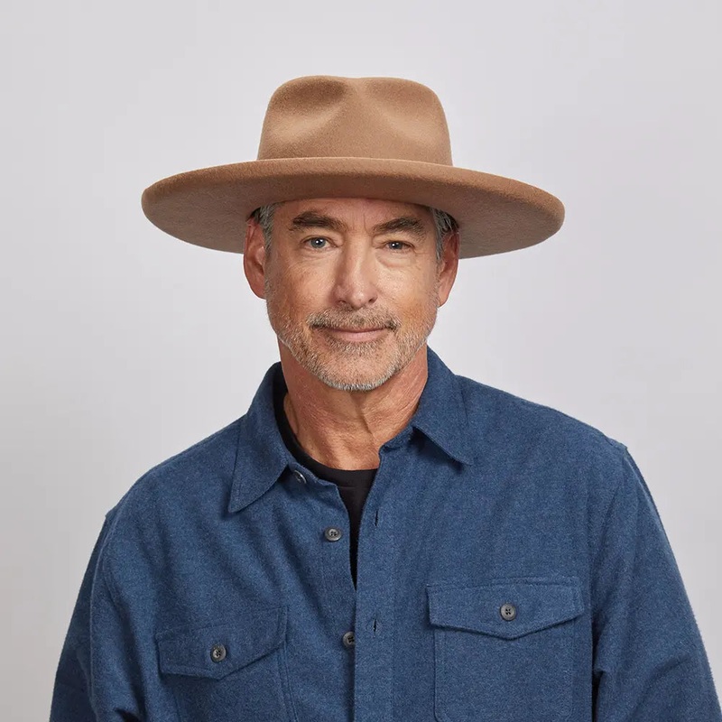 Hudson | Mens Pencil Rim Felt Fedora Hat Bark SM