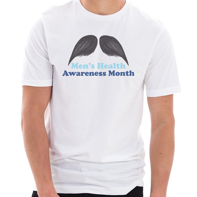 Men’s Health Awareness Graphic Design Unisex Ring Spun Combed Cotton Short Sleeve Deluxe Jersey T-Shirt White XS