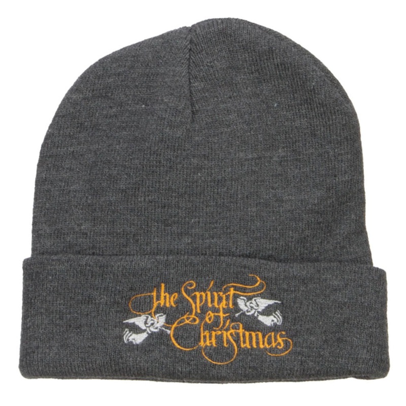 Spirit of Christmas Embroidered Long Beanie Dk Grey One Size
