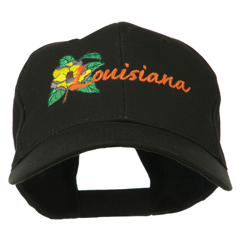 USA State Louisiana Flower Embroidered Low Profile Cap Black One Size