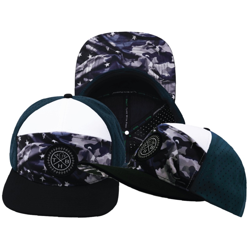 **YOUTH** Color Vibes Hat – Flat Bill – Patriots Night – Black / White / Navy – Laser Mesh