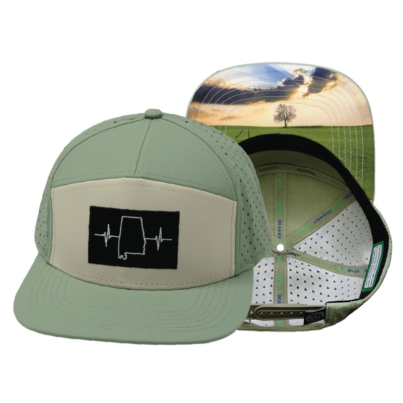 Alabama Hat – Flat Bill – Sage / Cream – Laser Mesh