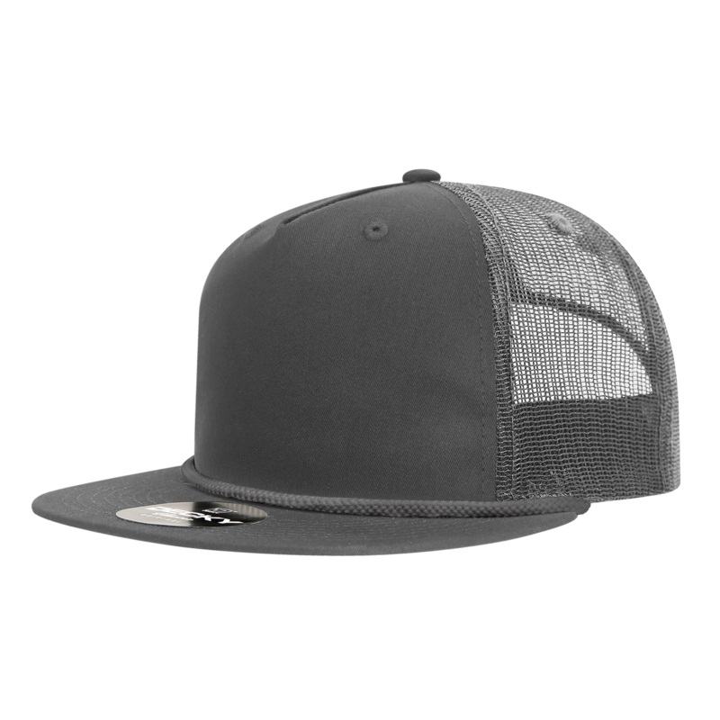 Decky 6041 5 Panel High Profile Relaxed Cotton Blend Trucker Hat w/Rope Black
