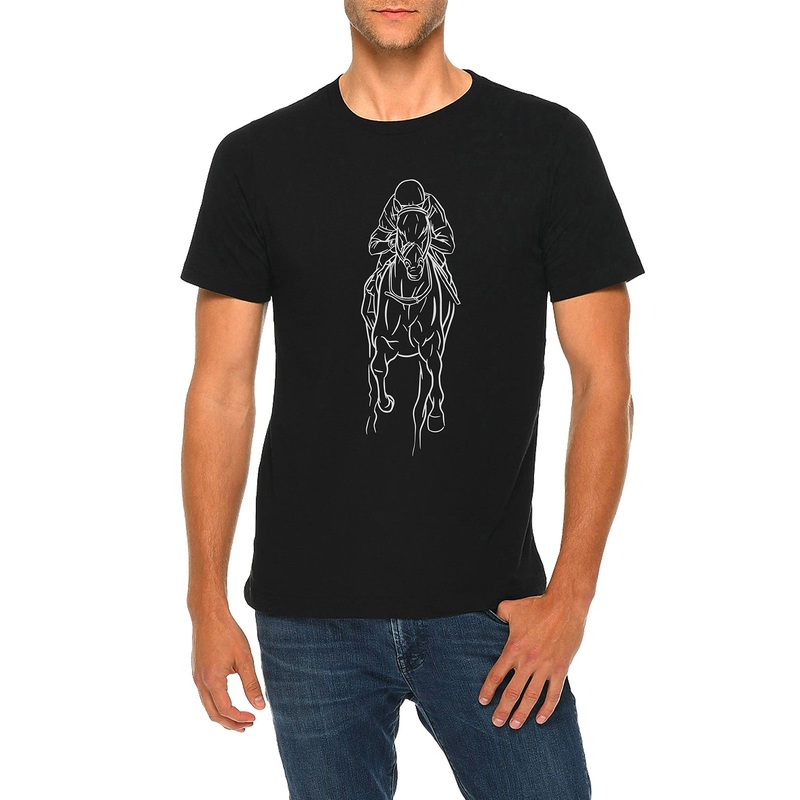Hand Drawn Horse Graphic Design Deluxe Jersey T-Shirt Black XS