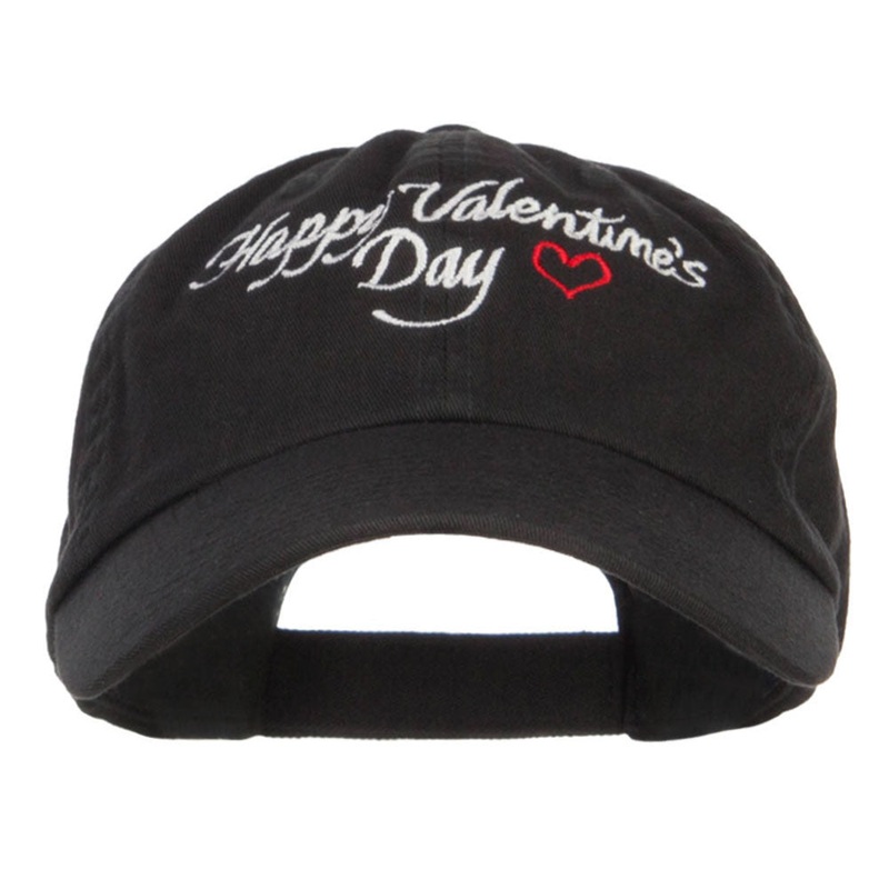Happy Valentine’s Day Embroidered Low Cap Black One Size