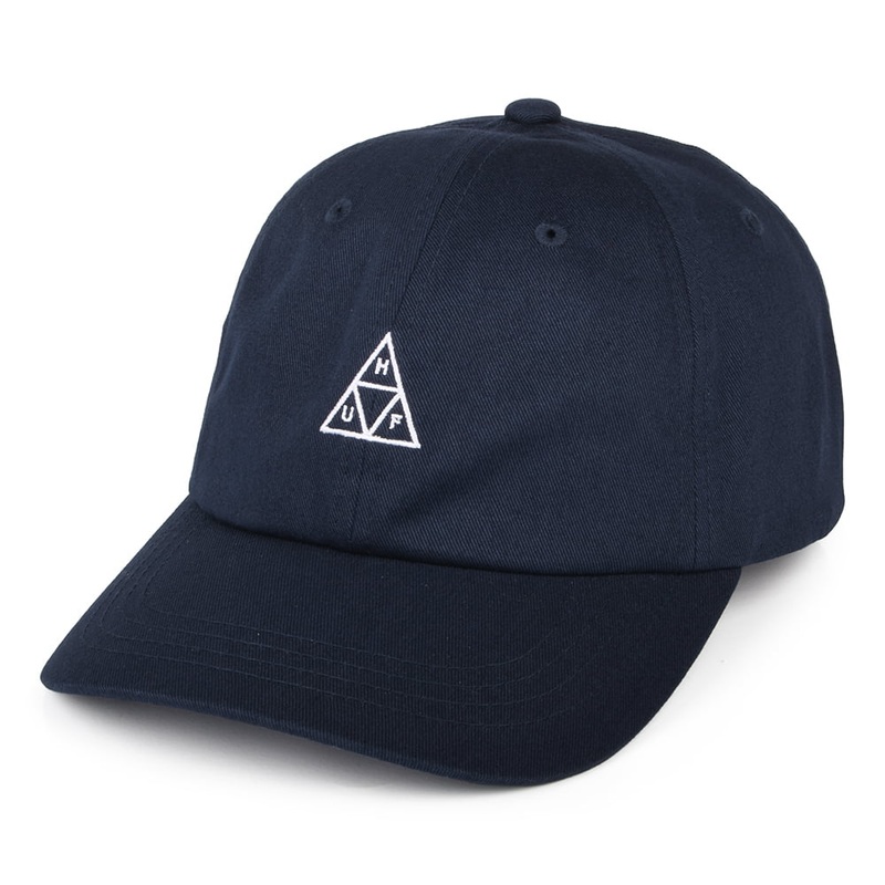 HUF Mini Triple Triangle Curved Visor Baseball Cap – Navy Blue Adjustable