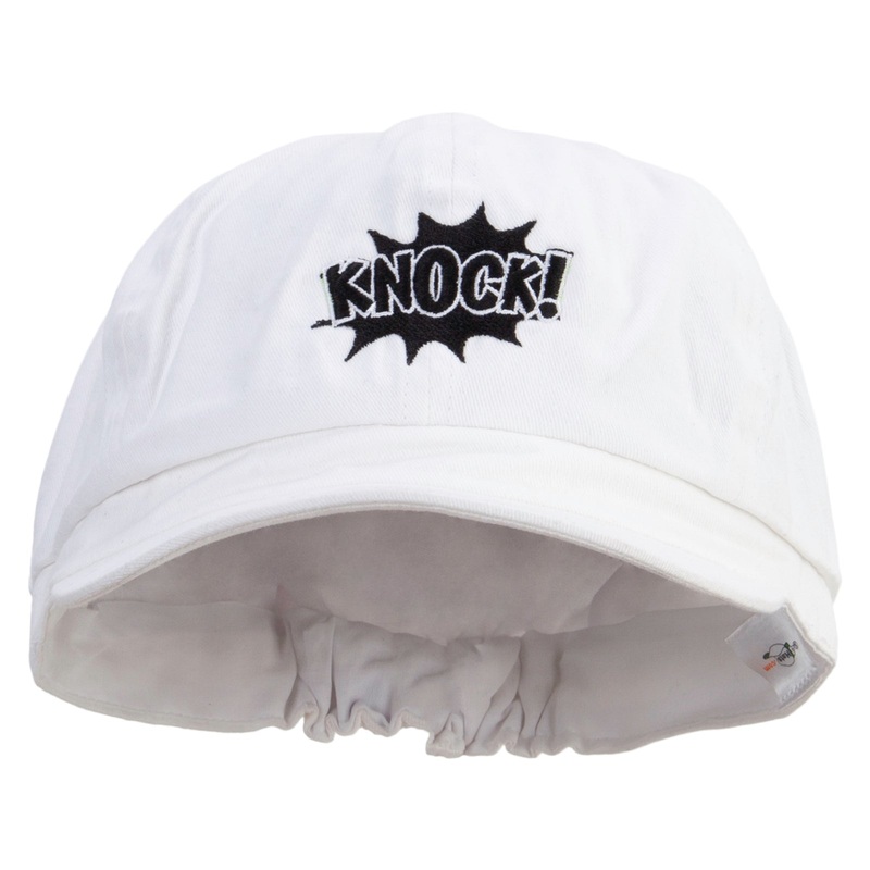 Knock Embroidered Cotton Elastic Big Size Newsboy Cap White XL-2XL