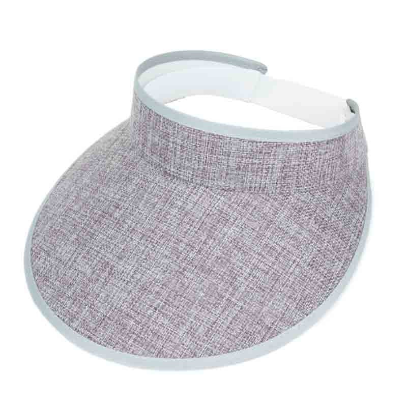Large Bill Sun Visor Hat with Elastic Closure Grey