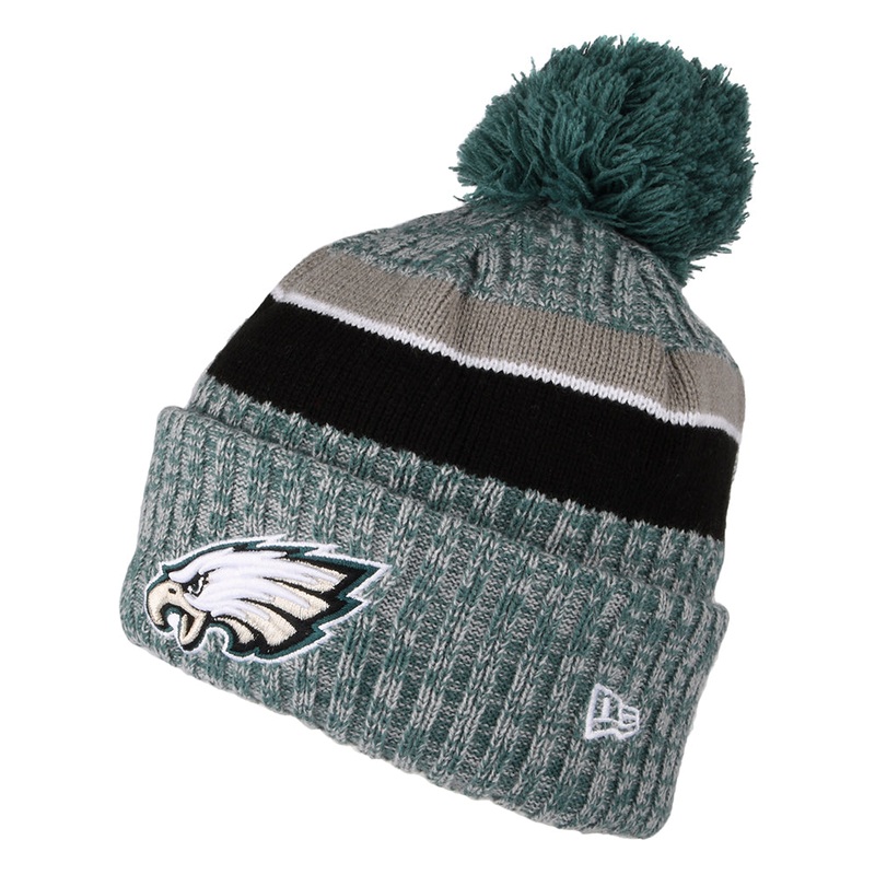 New Era Philadelphia Eagles Bobble Hat – NFL Sideline Sport Knit – Midnight Green-Black 1-Size