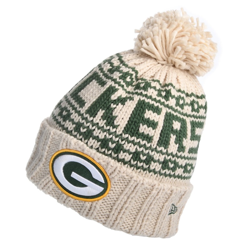 New Era Womens Green Bay Packers Bobble Hat – NFL Sport Knit – Oatmeal 1-Size