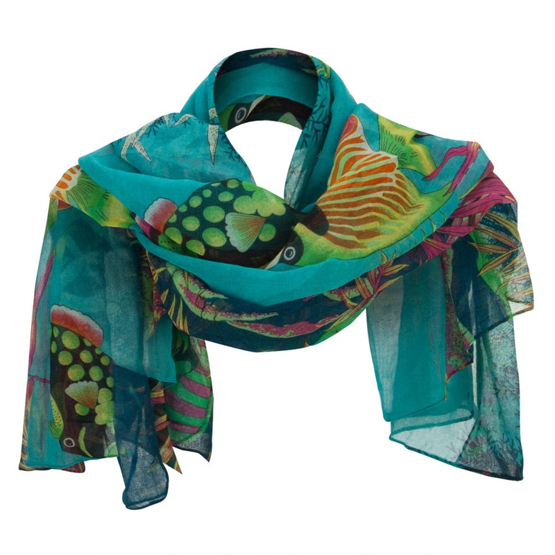 Ocean Coral Fish Summer Scarf Brown One Size